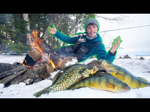 Backwoods CATCH N COOK On a Frozen Lake! (EASY Recipe)