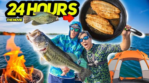 24 Hour SURVIVAL Camping and Fishing Challenge! (CATCH and COOK) THE MOVIE