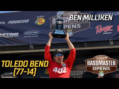 Bassmaster OPEN: Ben Milliken wins at Toledo Bend with 77 pounds, 14 ounces