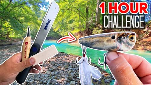1 Hour River Bank Build to Catch Fishing CHALLENGE | Building My Bait from SCRATCH