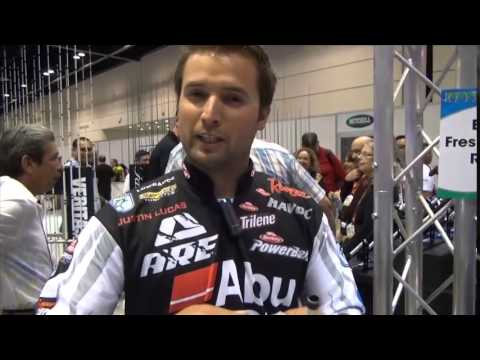 Justin Lucas with ICAST's best reel, the new Abu Garcia Beast
