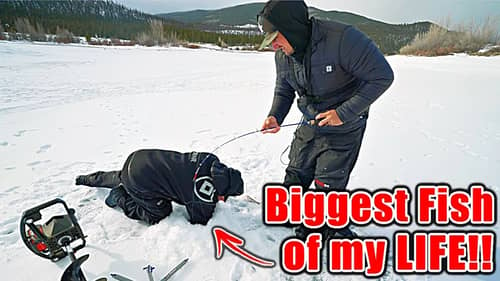 MASSIVE Fish WON'T Fit Through the Ice Hole!! (Biggest Fish EVER)