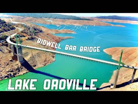 Lake Oroville Historic Low Water Level | Birds Eye View Bidwell Bar Bridge | CA Drought 2021 4K