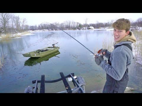 Winter Fishing FAIL (breaking the ice)