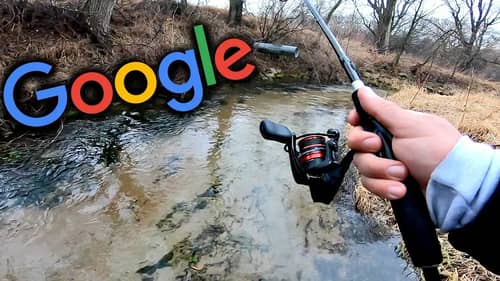 Fishing a TINY Creek w/ a $1 LURE!! --Google Maps Fishing Challenge