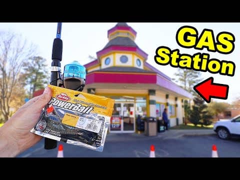 Gas Station Fishing CHALLENGE (SURPRISING!)