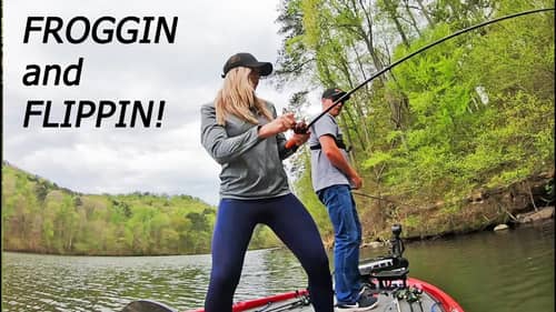FROG FISHING and FLIPPIN for Lake Guntersville Bass! (HEATING UP)