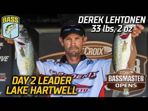 Derek Lehtonen leads Day 2 of Bassmaster Open at Lake Hartwell (33 lbs, 2 oz)
