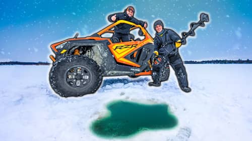 ICE Fishing with The Polaris RZR!! (First Time In The SNOW)