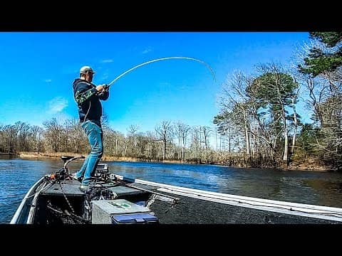 SMASHING Pre Spawn RIVER BASS Out of My JON BOAT!!! || They Were Chewing!!