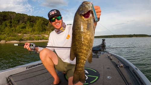 EPIC Topwater Strike from Texas Smallmouth Bass! (3 FISH Chase 1 LURE)