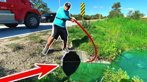 GIANT Fish Caught Deep Inside ROADSIDE Tunnel!! (UNBELIEVABLE FISHING)