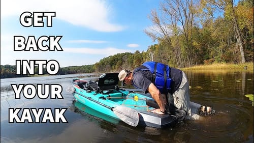 Re-enter a fishing kayak - 3 ways (Old Town Sportsman PDL 120)
