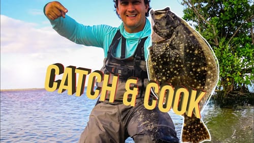 Wade Fishing Inshore For BIG Flounder (Catch & Cook)
