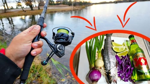 POND FISHING for Dinner!! CATCH N' COOK -- Delicious Fish Tacos!!