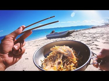 Eat What You Catch, Crispy Noodle Fish Salad - Overnight Solo Island Camping - Day 2