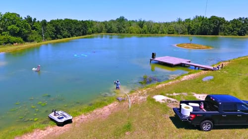 Releasing Our Pet Bass into the 5 Acre Pond! (Bonnie and Clyde)