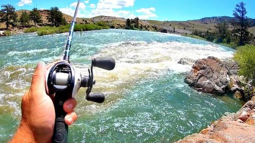 Bank Fishing a RAGING River for GIANT Fish!!!