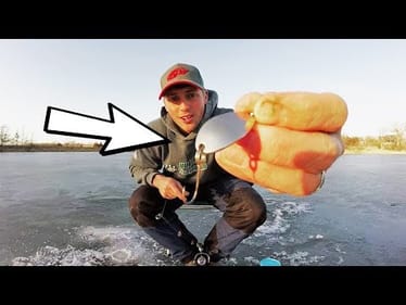 POND Ice Fishing With A SPOON!! Caught a TON!
