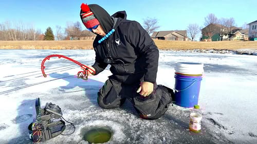 UNEXPECTED GIANT Catch Fishing Neighborhood Pond!! (Ice Fishing)