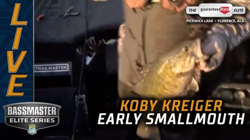 Koby Kreiger picks up a good smallmouth early on Day 2 (Pickwick)