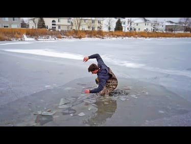 Polar Plunge Ice Fishing CHALLENGE!  (Fell through)