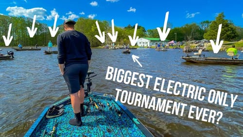 Fishing in the BIGGEST Electric Only Tournament Ever?! Spring bass fishing jon boat tournament