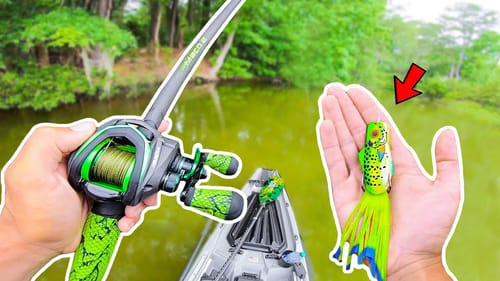 FROG Fishing for GIANT Bass in HIDDEN Lakes (Kayak Fishing)