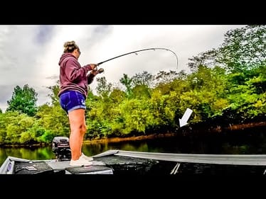 1V1 Bass Tournament AGAINST My Wife!!! || Jon Boat Bass Fishing