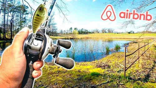 Fishing a HIDDEN POND Behind our AirBnb!!! --Texas Bass Fishing Day 1
