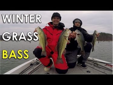 Winter Bass in Offshore Grass on Football Jigs