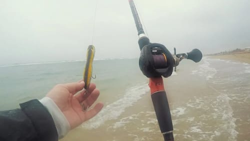 BAITCASTER Beach Fishing CHALLENGE!! (Surprise catch)