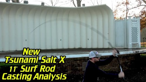 NEW Tsunami Salt X 11 foot surf rod Slow motion Casting Analysis with 1- 5 ounce leads