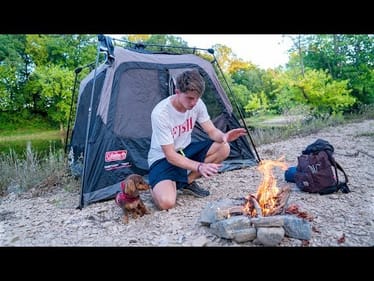 How We Camp on The River Island (Survival Setup)