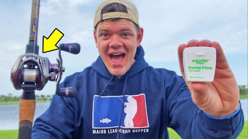 Dental Floss on Fishing Reel Challenge! (Impossible)
