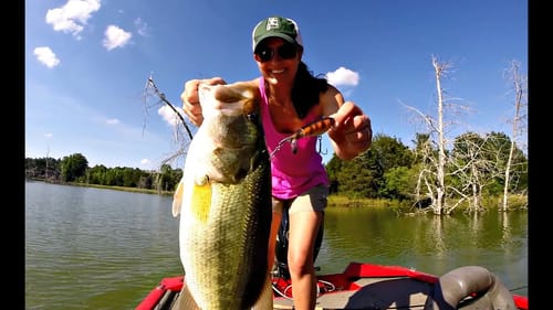 Big Bass Crushing the Whopper Plopper - Topwater Bass Fishing