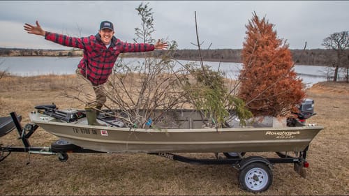 Planting Crappie Fishing Brush Piles in 100 Acre Lake!