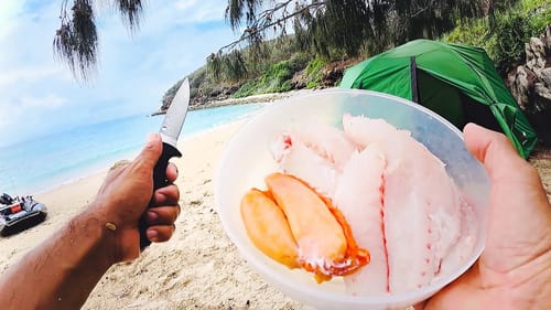 Alone, Racing Ocean Rain Squalls - SOLO CAMPING A REMOTE ISLAND BEACH - Catch & Cook - Part 1