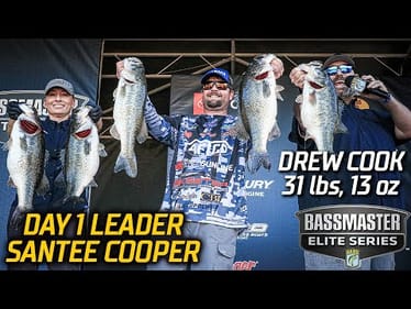 Drew Cook leads Day 1 at the Santee Cooper Lakes with 31 pounds, 13 ounces (Bassmaster Elite Series)