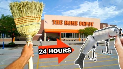 Making a Fishing Lure from a Broom Stick!!! --24 Hour Build to Catch!