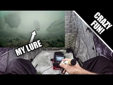 Bass and Bluegill Feeding Frenzy | Ice Fishing with Underwater Camera!