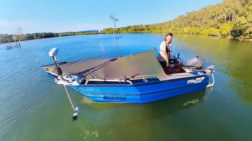 Camping On The Boat - DIY TARP TENT For Remote Solo Camping