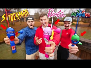 1v1v1 Kiddie Pole Fishing Challenge For BIGGEST FISH!