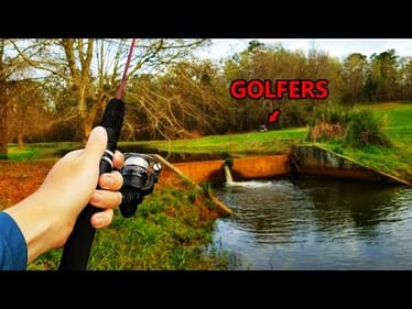 Sneaking into PRIVATE Golf Course w/ MICRO Fishing Rods (Risky!)