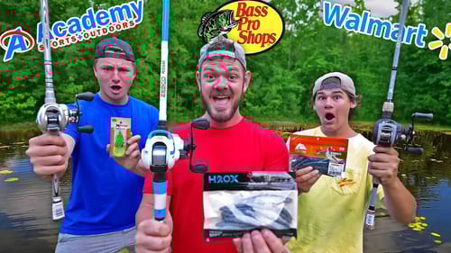 Walmart vs Academy vs Bass Pro Fishing Gear Challenge!