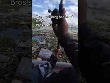 What does bro even catch here!?😭 #fishing