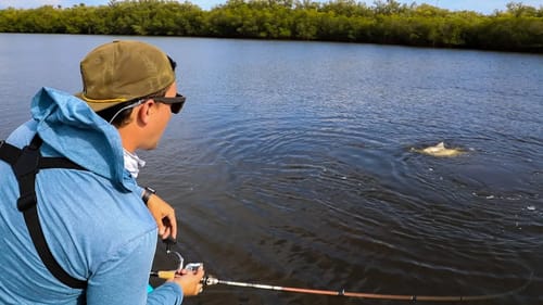 Giant Caught On Micro Skiff + Revenge on the Secret Saltwater Pond MONSTER