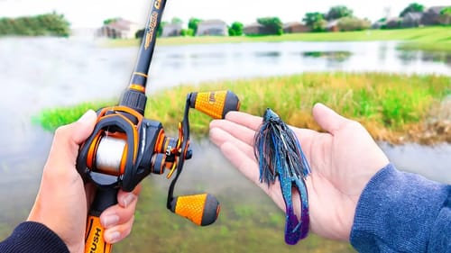 Fishing BIG Jigs for BIG Bass (Pond Fishing)