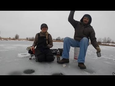 THIS is WHY we FISH. (He hasn't fished in years) Ice fishing the farm pond