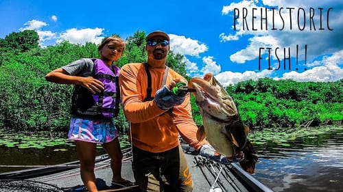 DAUGHTER Catches GIANT PREHISTORIC FISH While Fishing SWAMPY RIVER!!! || She Was EXCITED!!!